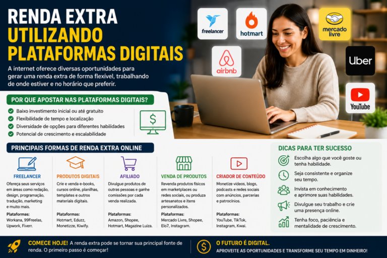 Renda extra utilizando plataformas digitais