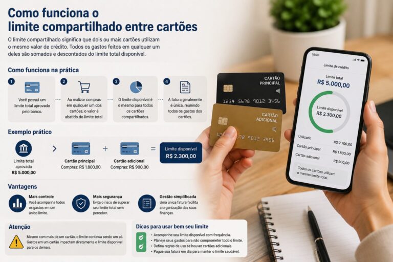 Como funciona o limite compartilhado entre cartões