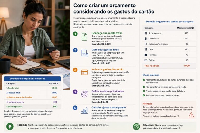 Como criar um orçamento considerando os gastos do cartão