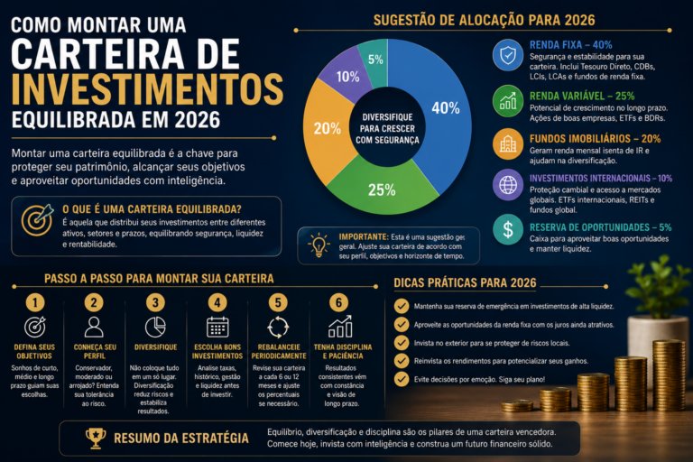 Como montar uma carteira de investimentos equilibrada em 2026