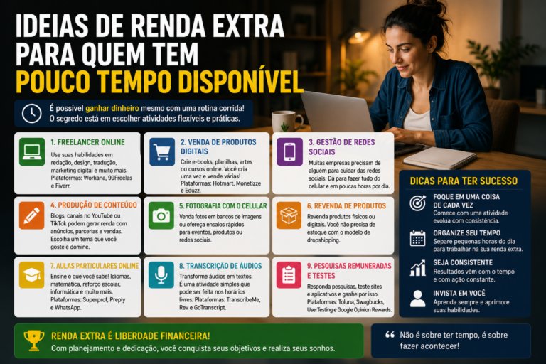 Ideias de renda extra para quem tem pouco tempo disponível