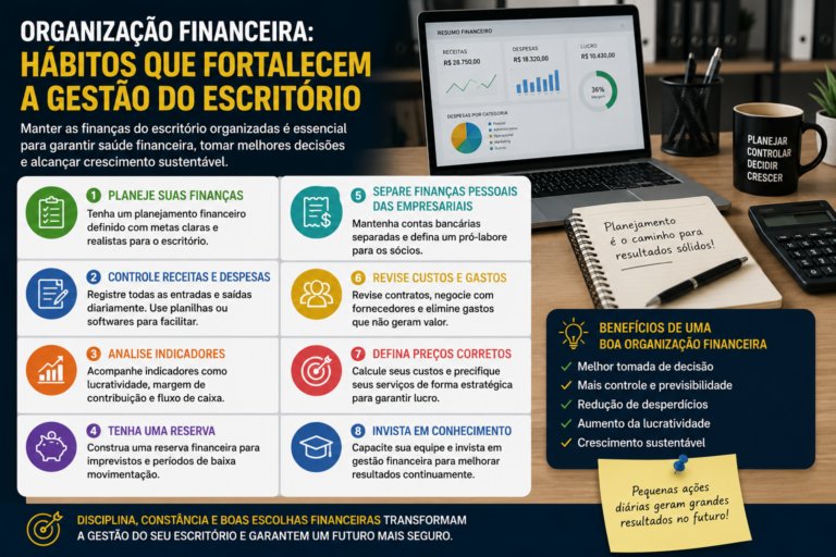 Organização financeira: hábitos que fortalecem a gestão do escritório