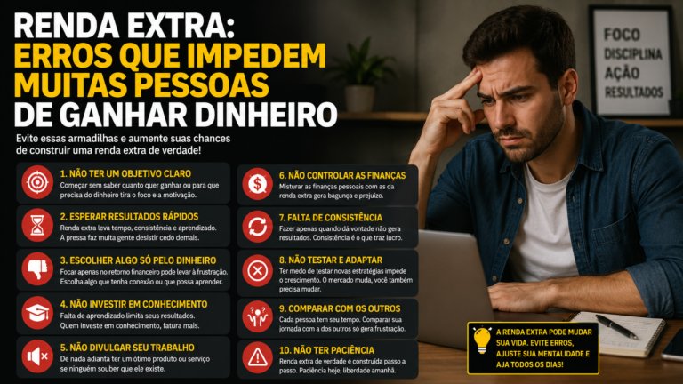 Renda extra: erros que impedem muitas pessoas de ganhar dinheiro