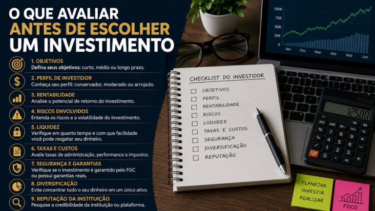 O que avaliar antes de escolher um investimento