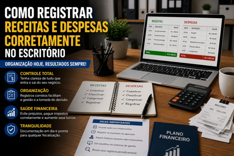 Como registrar receitas e despesas corretamente no escritório