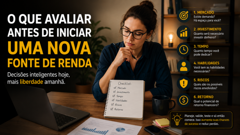 O que avaliar antes de iniciar uma nova fonte de renda