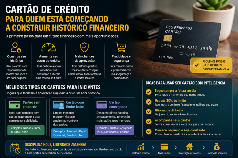 Cartão de crédito para quem está começando a construir histórico financeiro