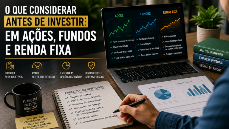 O que considerar antes de investir em ações, fundos e renda fixa