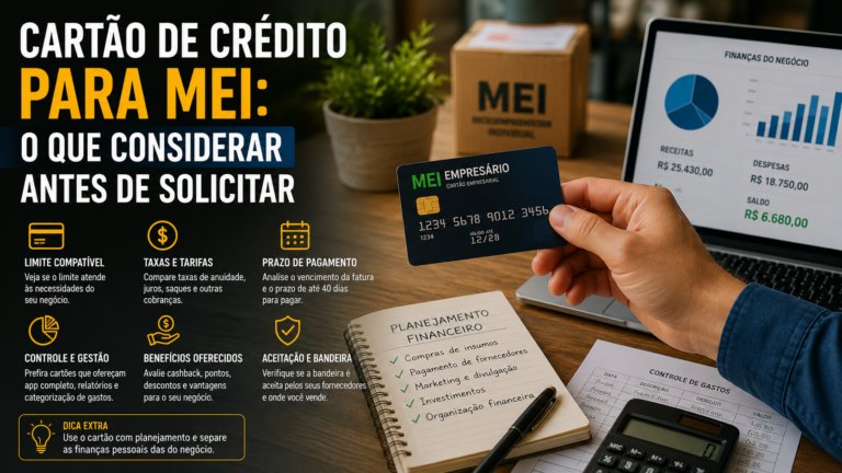 Cartão de crédito para MEI: o que considerar antes de solicitar