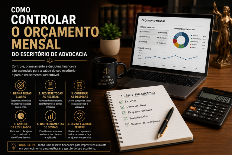 Como controlar o orçamento mensal do escritório de advocacia