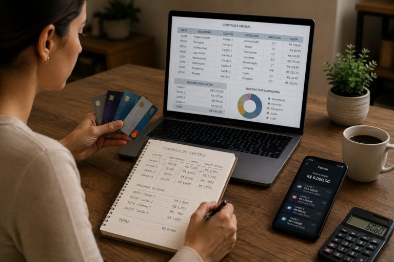 Como organizar compras feitas em vários cartões
