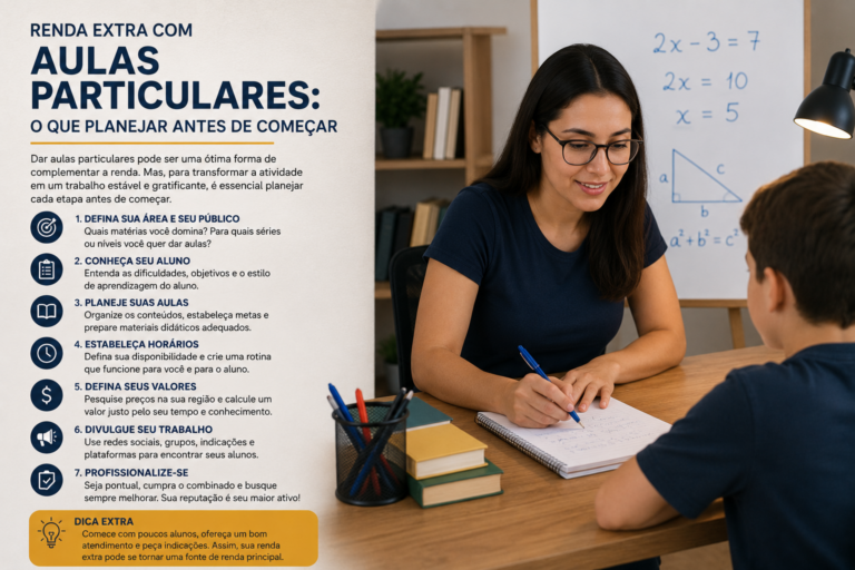 Renda extra com aulas particulares: o que planejar antes de começar