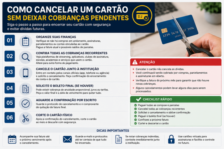 Como cancelar um cartão sem deixar cobranças pendentes
