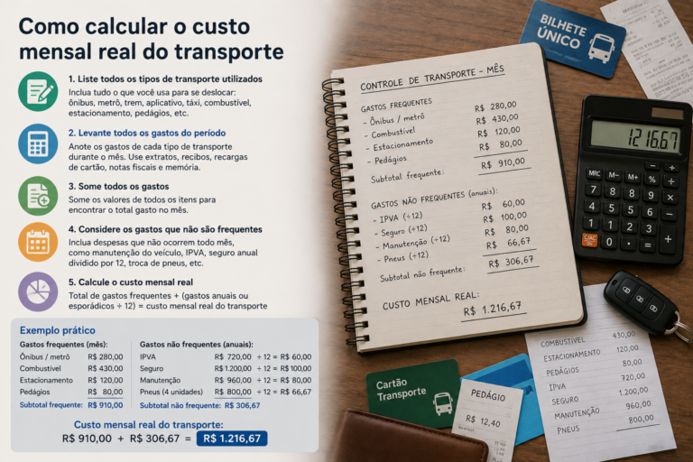 Como calcular o custo mensal real do transporte